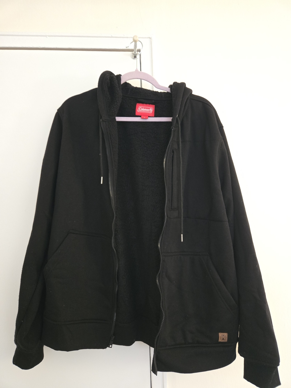 Coleman Black Sherpa-Lined Hooded Zip Jacket